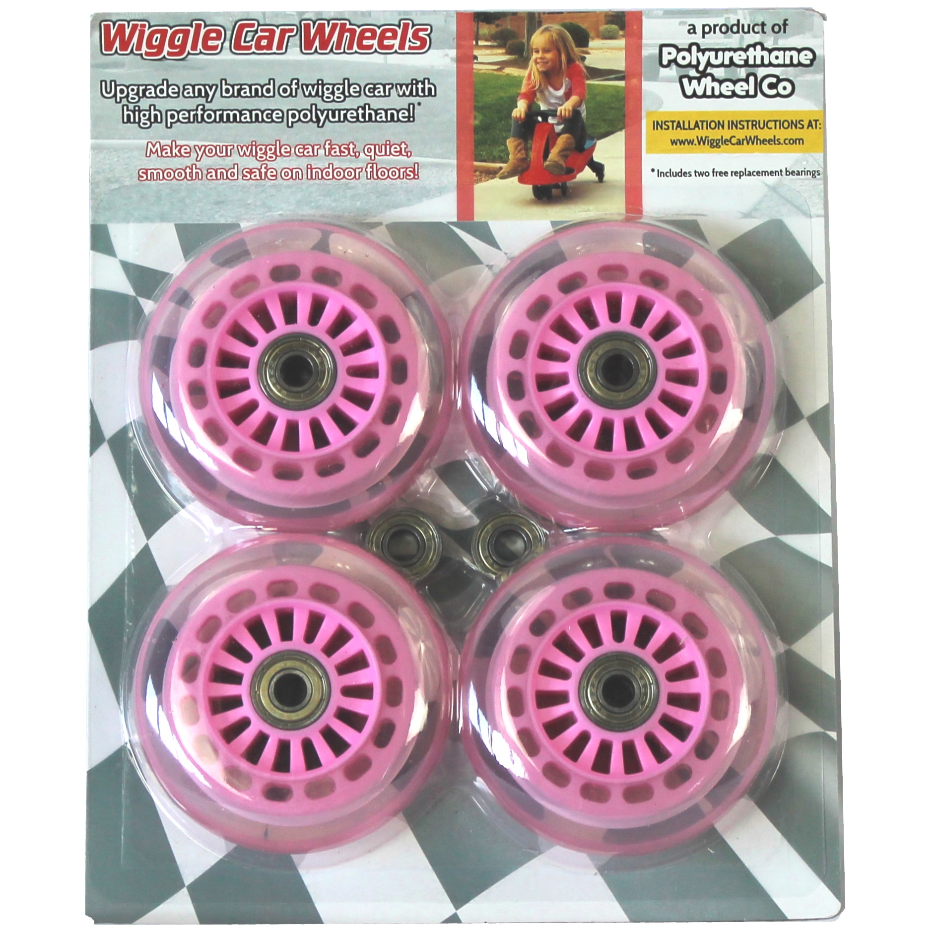 Wiggle Car Polyurethane Replacement Wheels Set Black Swing Car Tires Pack Upgrade for Original Plasma Car Front,2P Light Up Lil Rider Ride-on Toys Rear,2P Narrower 