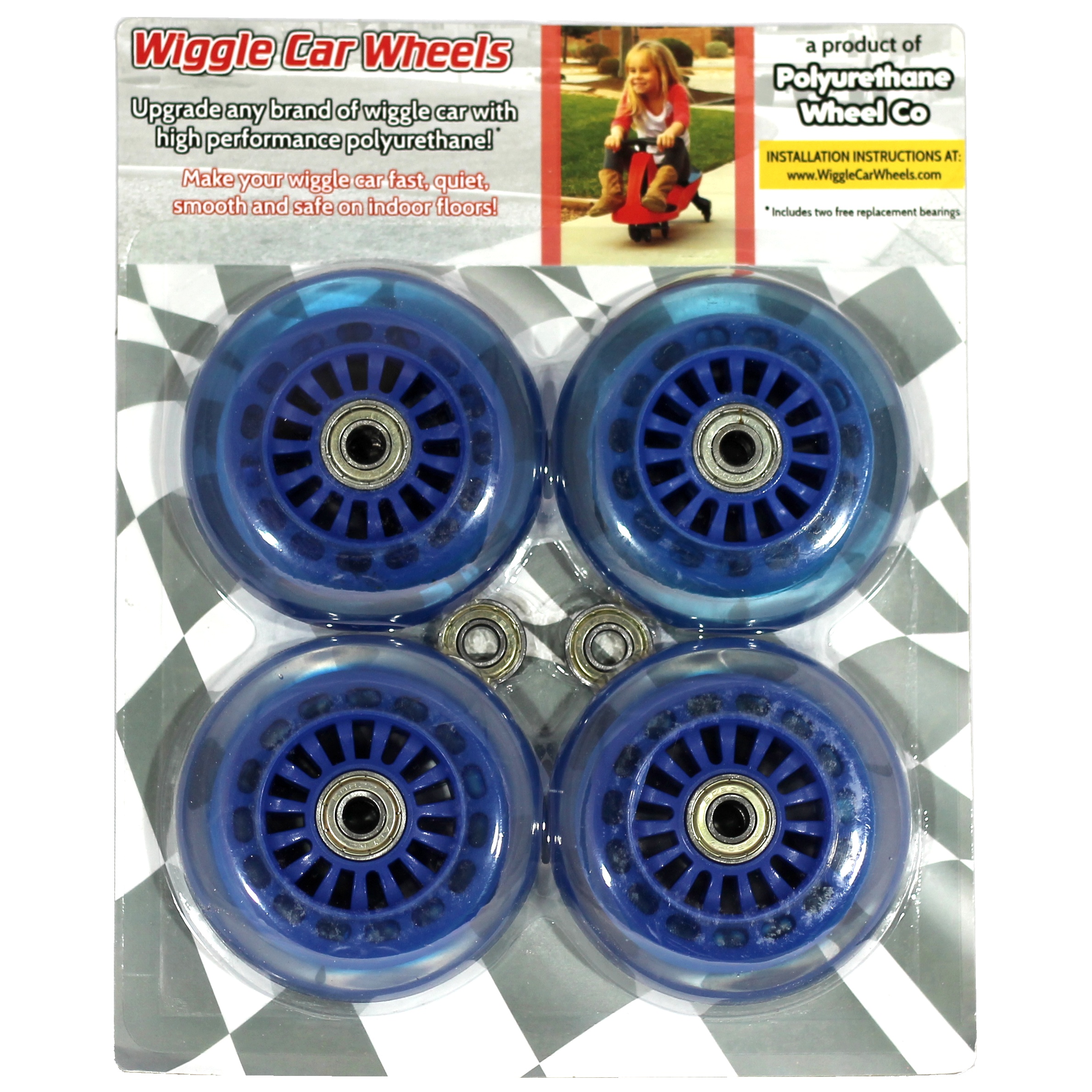 WHEELGOO Wiggle Car Polyurethane Replacement Wheels Set Swing Car Tires Pack Upgrade for Original Plasma Car Rear,2P Narrower Ride-on Toys Front,2P Light Up Lil Rider 